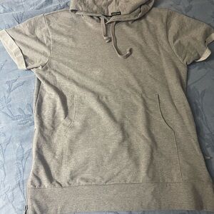 Men's Short-Sleeve Hooded Sweatshirt - Gray